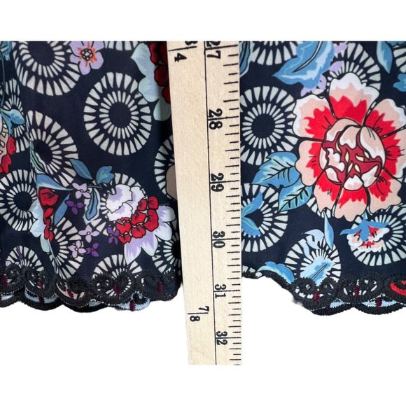 John Mark Womens Mixed Print Boxy Blouse Size XL Blue Red Patchwork Button Down - Picture 10 of 13